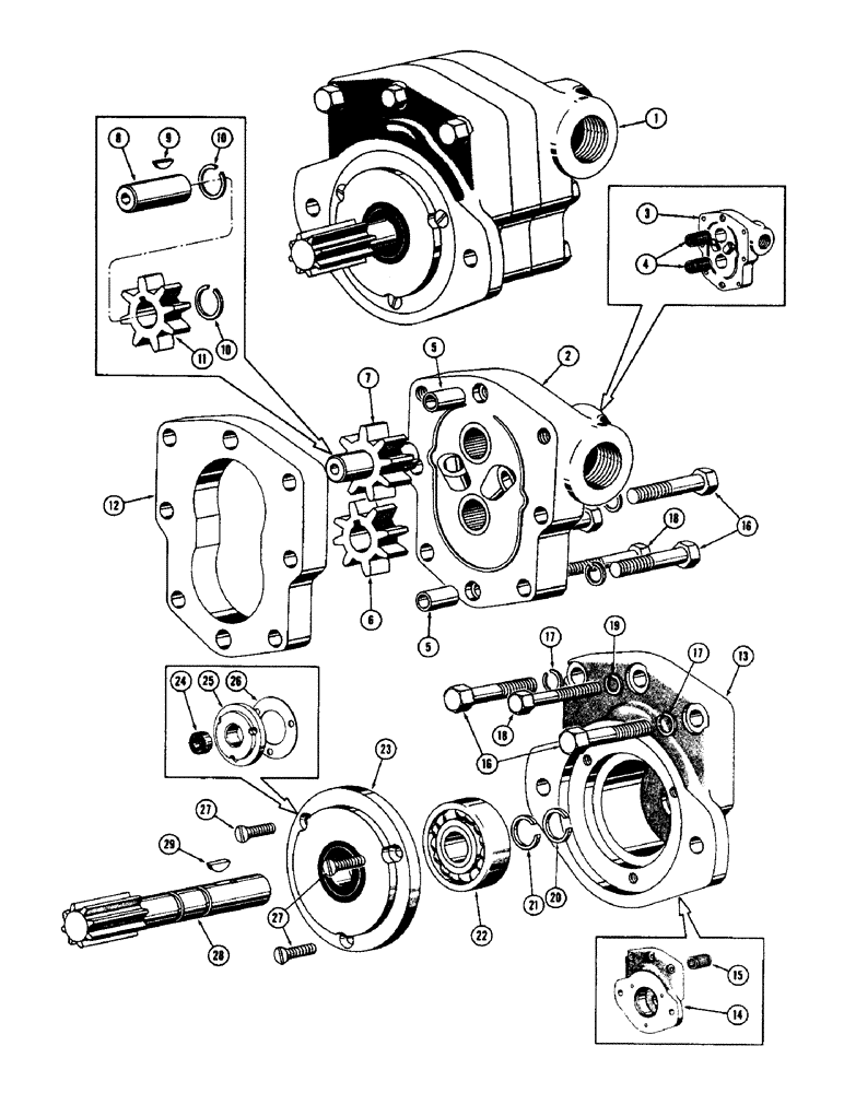 Схема запчастей Case 600 - (284) - HYDRAULIC PUMP ASSEMBLY, BODY, COVERS, BEARINGS, GEARS, SEALS (07) - HYDRAULIC SYSTEM