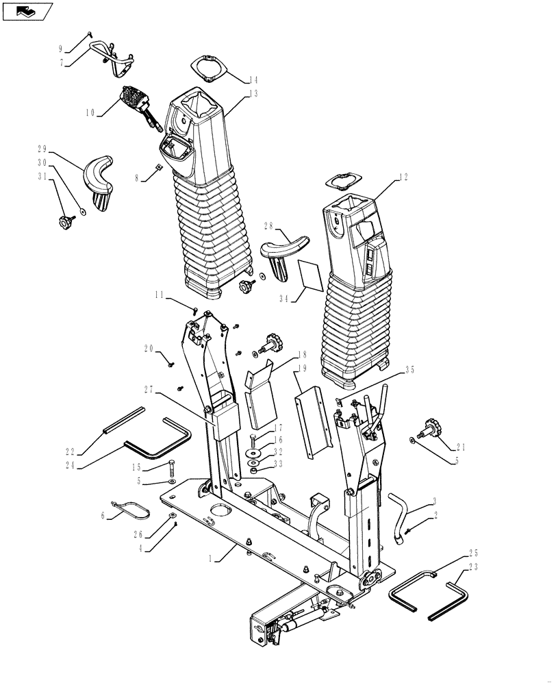 Схема запчастей Case 580SN WT - (35.726.09[01]) - CONTROL, TOWER STRUCTURE (35) - HYDRAULIC SYSTEMS