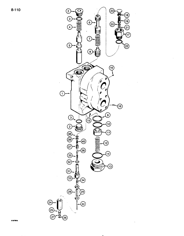 Схема запчастей Case 855D - (8-110) - N7485 INLET AND OUTLET SECTION, USED ON DOZER MODELS W/ A BACKHOE (08) - HYDRAULICS