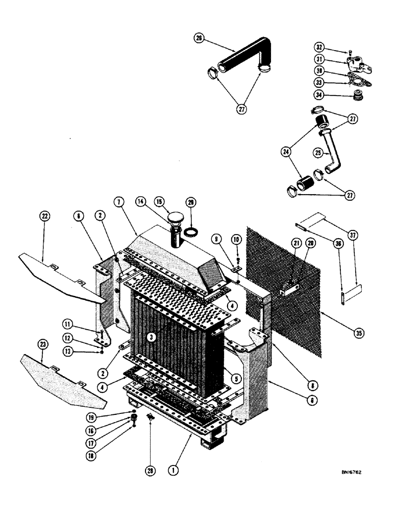 Схема запчастей Case 800 - (052) - RADIATOR, THERMOSTAT, AND HOSES (01) - ENGINE