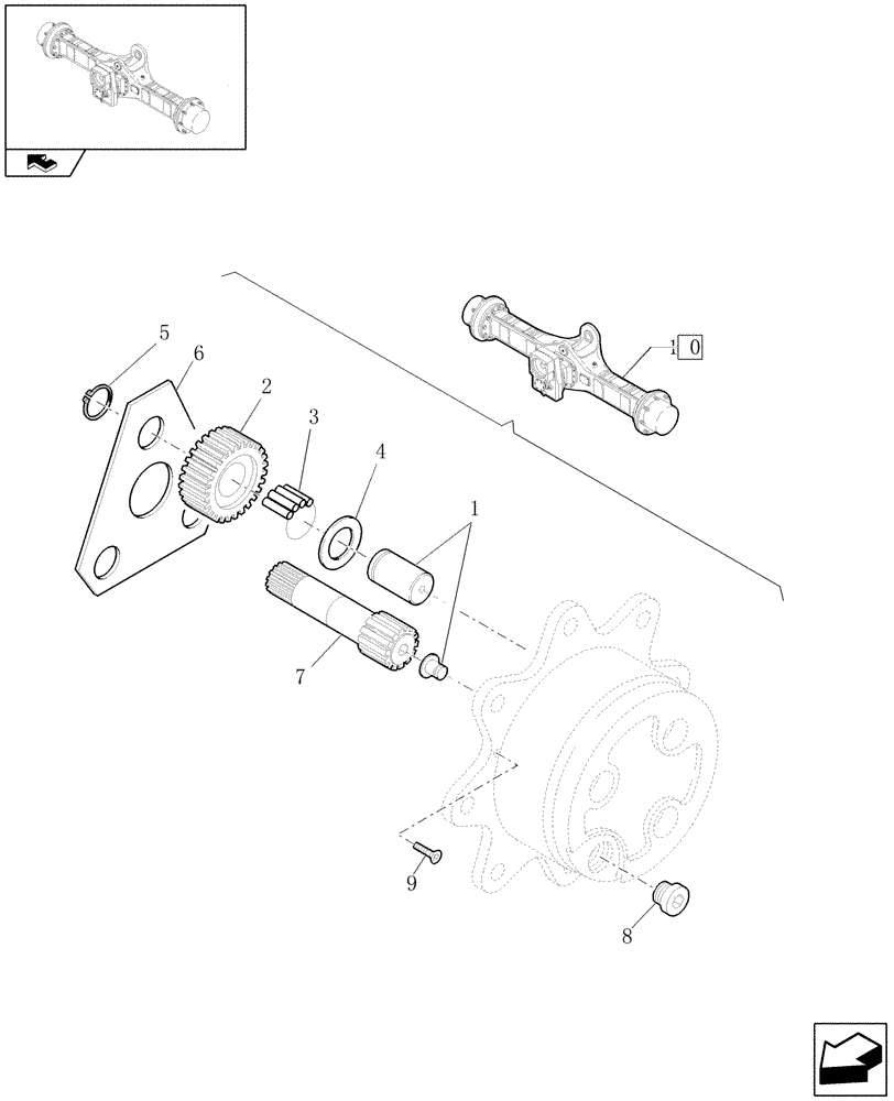 Схема запчастей Case 221E - (073/02[08]) - 20 KM/H REAR SELF-LOCKING AXLE: WHEEL HUB (05) - REAR AXLE