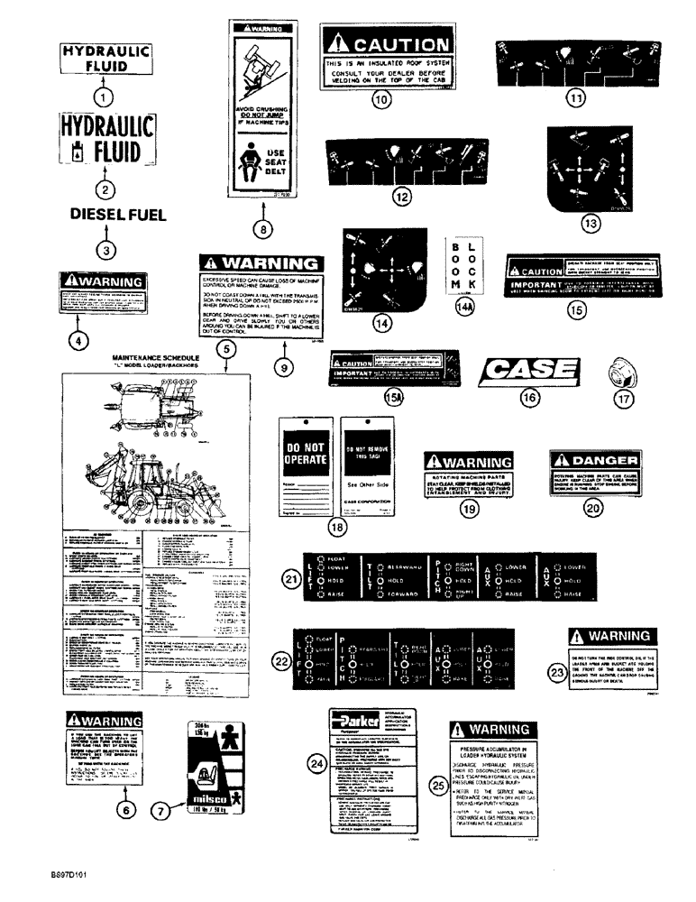 Схема запчастей Case 570LXT - (9-172) - DECALS (09) - CHASSIS/ATTACHMENTS