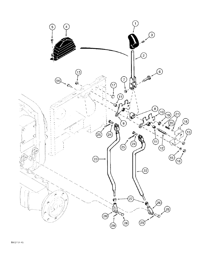 Схема запчастей Case 580SK - (6-34) - TRANSAXLE SHIFT LEVER (06) - POWER TRAIN