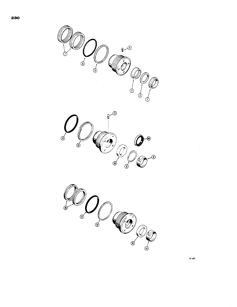 Схема запчастей Case 850 - (230) - CYLINDER PACKING KITS, D41211 CYLINDER PACKING KIT (07) - HYDRAULIC SYSTEM