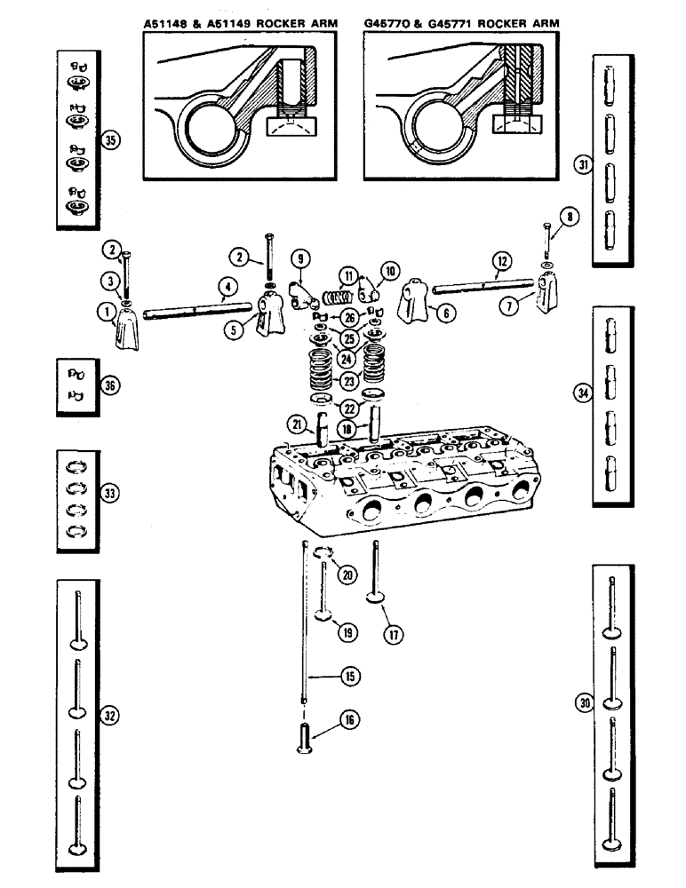 Схема запчастей Case 430CK - (031C) - VALVE MECHANISM, (188) DIESEL ENGINE 