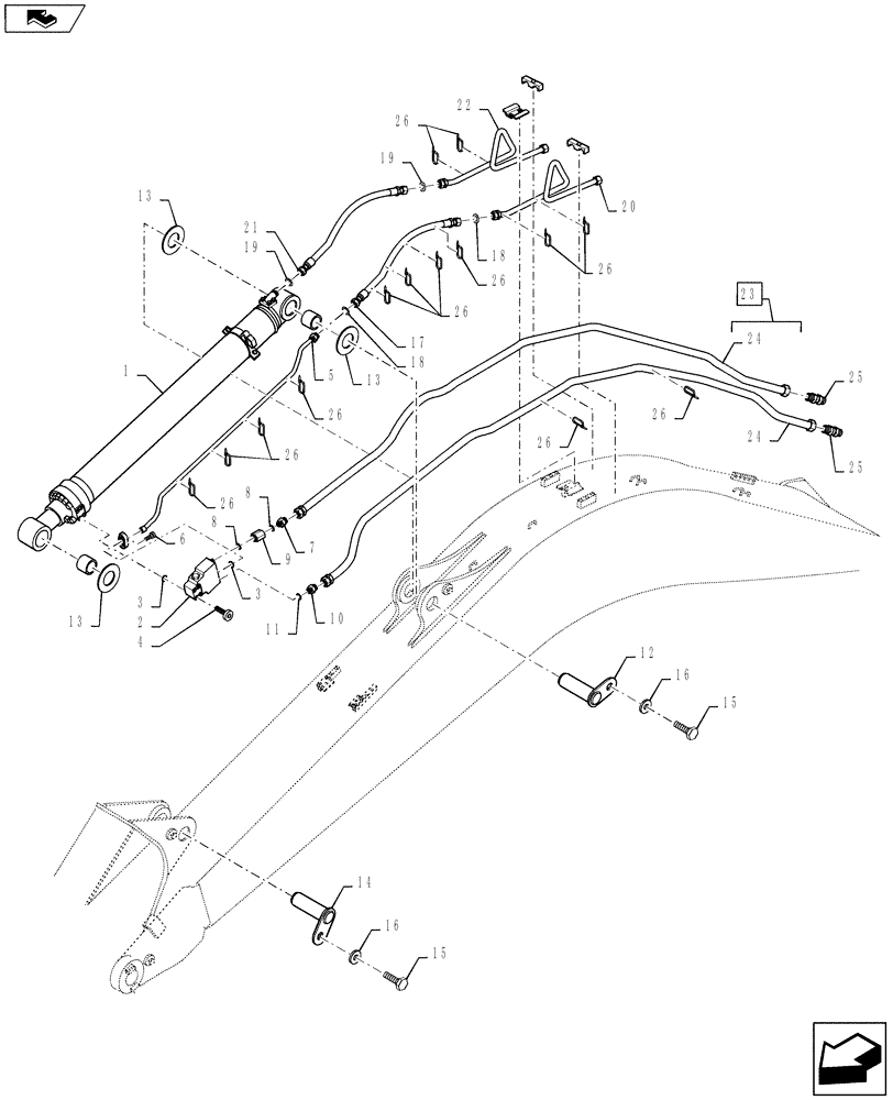 Схема запчастей Case CX235C SR - (35.737.02) - HYD. LINE - ARM CYLINDER (35) - HYDRAULIC SYSTEMS