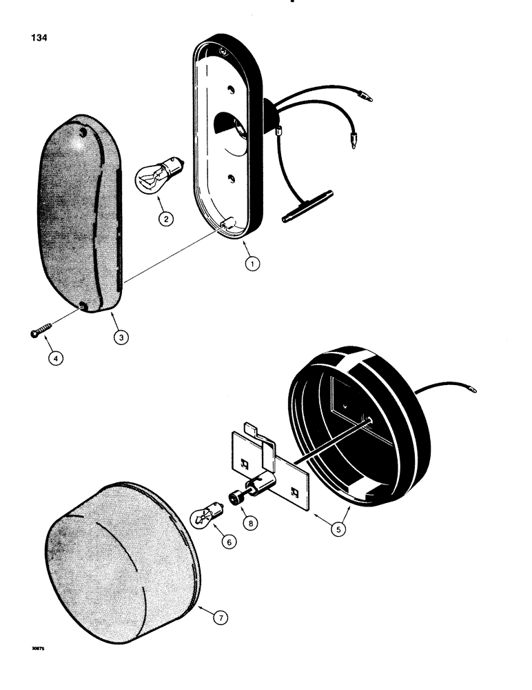 Схема запчастей Case 580SE - (134) - TRACTOR LAMPS, STOP AND TAIL LAMPS, D121152 STOP AND TAIL (04) - ELECTRICAL SYSTEMS