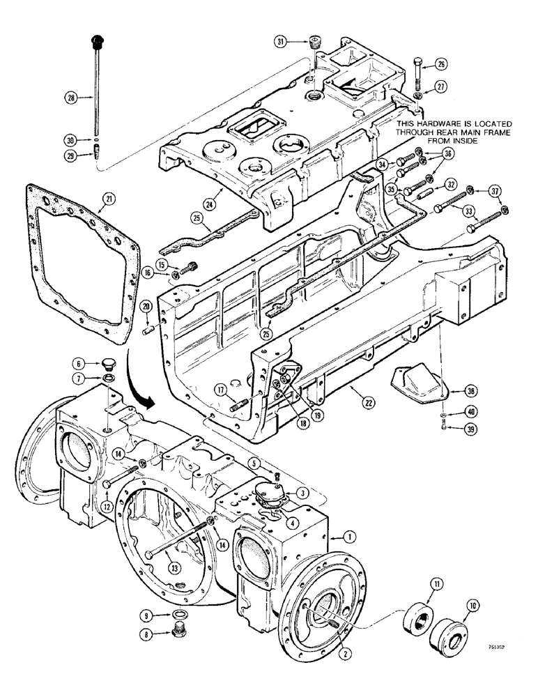 Схема запчастей Case 380CK - (072) - REAR AXLE HOUSING AND REAR FRAME (06) - POWER TRAIN