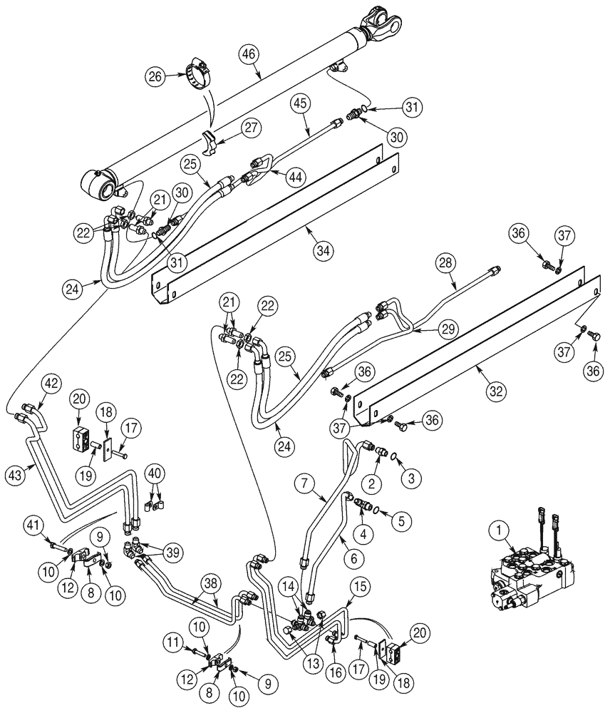 Схема запчастей Case 90XT - (08-03) - HYDRAULICS LOADER LIFT, NORTH AMERICAN MODELS JAF0320050-, EUROPEAN MODELS JAF0274262- (08) - HYDRAULICS