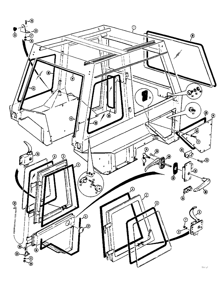 Схема запчастей Case 580B - (178) - OPERATORS CAB, DOOR, WINDOWS & RELATED PARTS (09) - CHASSIS/ATTACHMENTS