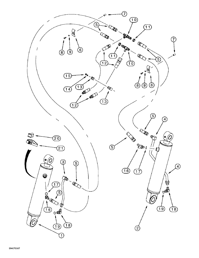 Схема запчастей Case 570LXT - (8-018) - LOADER CLAM CYLINDER HYDRAULIC CIRCUIT, AT LOADER BUCKET (08) - HYDRAULICS