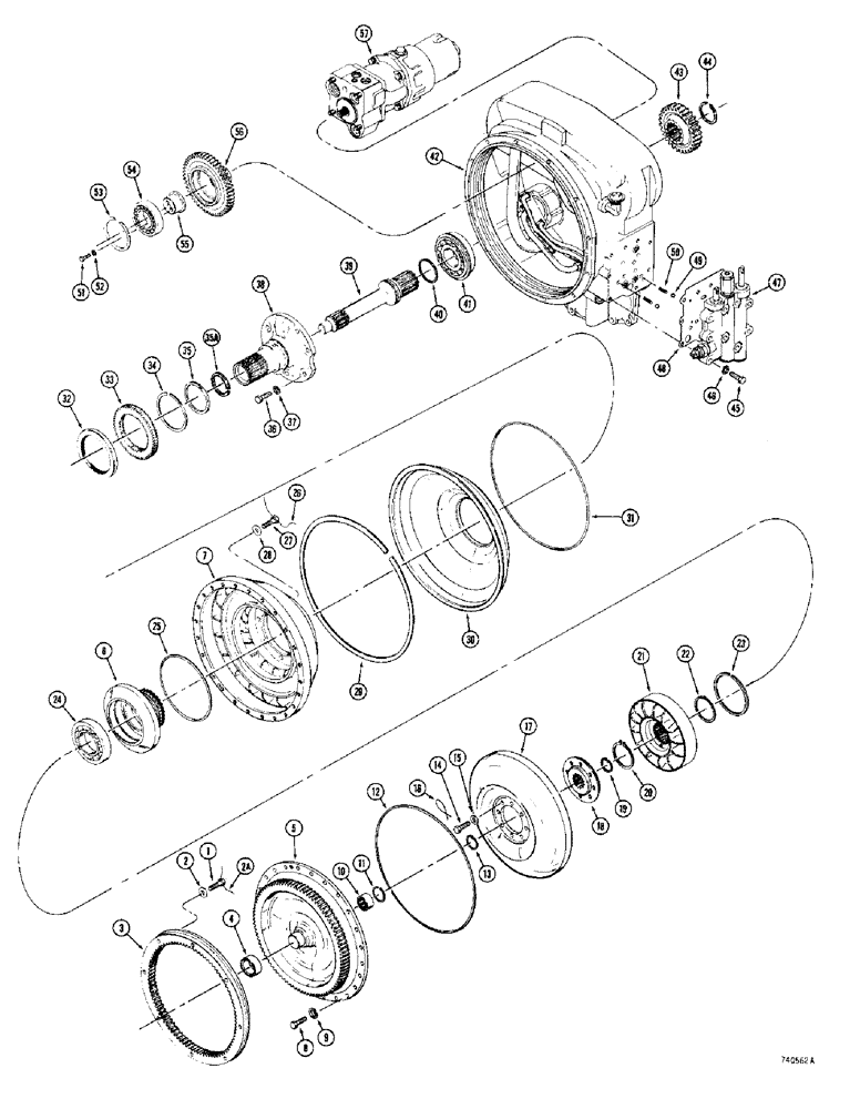 Схема запчастей Case 780 - (170) - TRANSMISSION, TORQUE CONVERTER USED WITH D54477 AND D54478 REAR AXLES (06) - POWER TRAIN