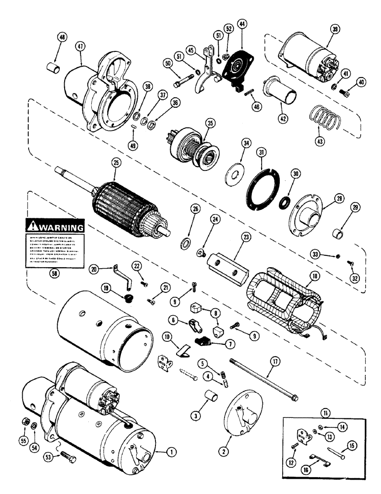 Схема запчастей Case 1700-SERIES - (058) - A39839 STARTER (55) - ELECTRICAL SYSTEMS