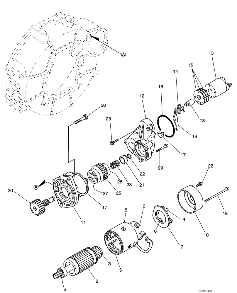 Схема запчастей Case CX47 - (04-01[00]) - STARTER MOTOR (04) - ELECTRICAL SYSTEMS