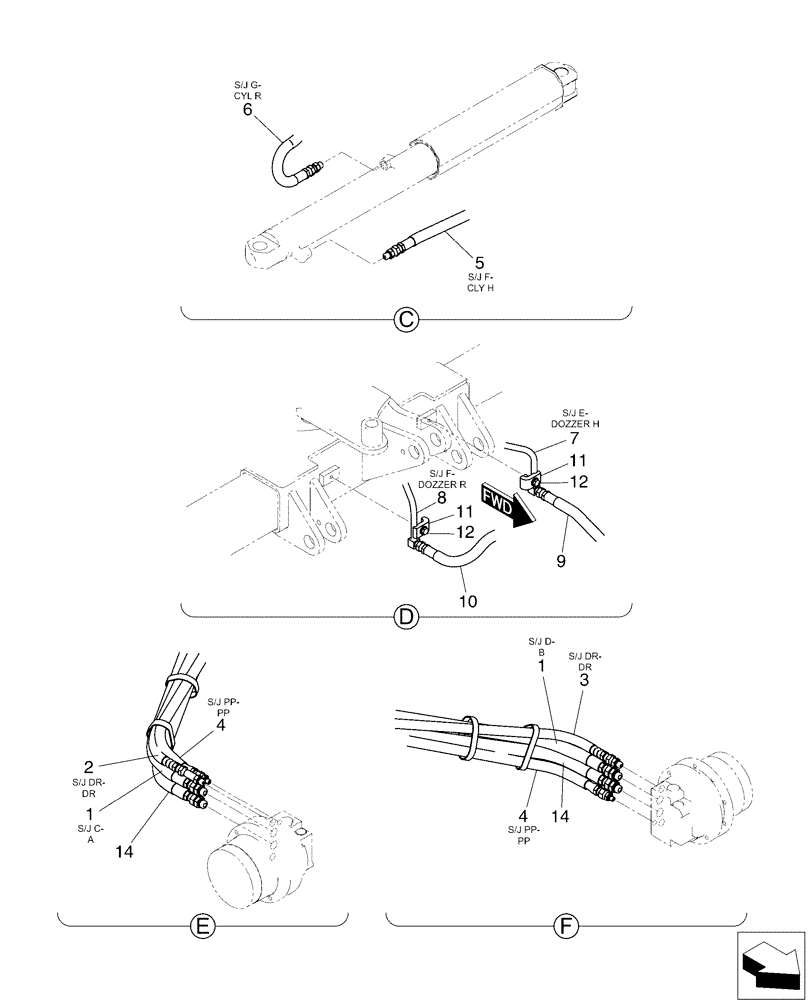 Схема запчастей Case CX17B - (02-011[02]) - HYD LINES, LOW (35) - HYDRAULIC SYSTEMS