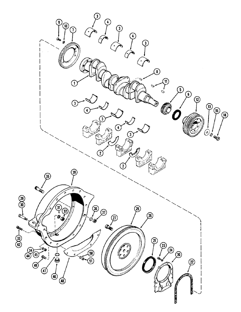 Схема запчастей Case 680CK - (022) - CRANKSHAFT AND FLYWHEEL, (267B) DIESEL ENGINE (10) - ENGINE