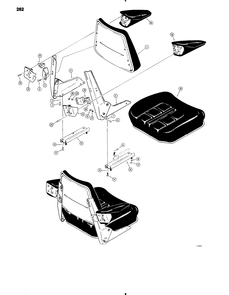 Схема запчастей Case 585C - (262) - SEAT AND ARMRESTS, *WITH FRONT ADJUSTMENT LEVER (90) - PLATFORM, CAB, BODYWORK AND DECALS