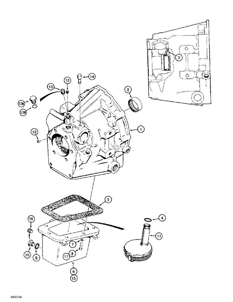 Схема запчастей Case 584E - (6-10) - POWER SHUTTLE, HOUSING AND OIL PAN (06) - POWER TRAIN