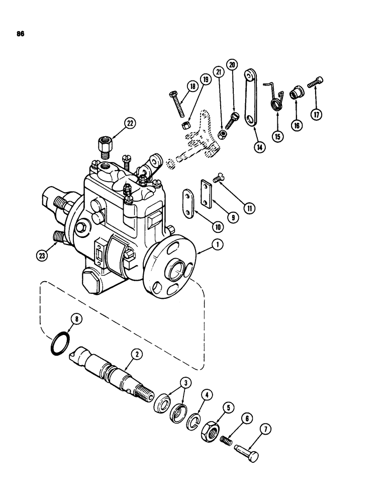 Схема запчастей Case 580D - (086) - INJECTION PUMP, 207 TURBOCHARGED DIESEL ENGINE (03) - FUEL SYSTEM