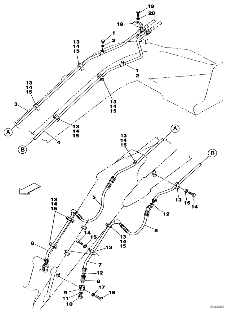 Схема запчастей Case CX225SR - (08-47) - OPTIONS, AUXILIARY HYDRAULICS - 3,0 M ARM (08) - HYDRAULICS