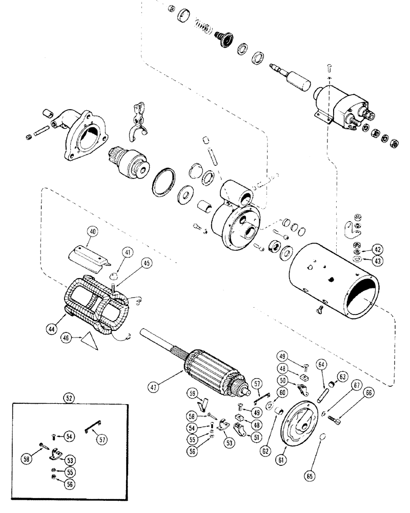 Схема запчастей Case W10C - (052) - W9C AND W10C LOADERS A15485 STARTER (401) DIESEL ENGINEE (04) - ELECTRICAL SYSTEMS