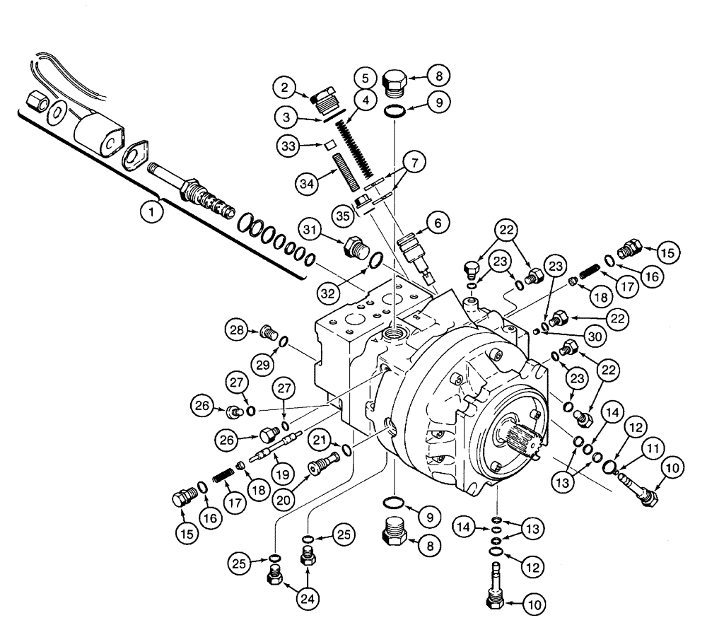 Схема запчастей Case 960 - (08-43) - MOTOR ASSY TRENCHER DRIVE (08) - HYDRAULICS