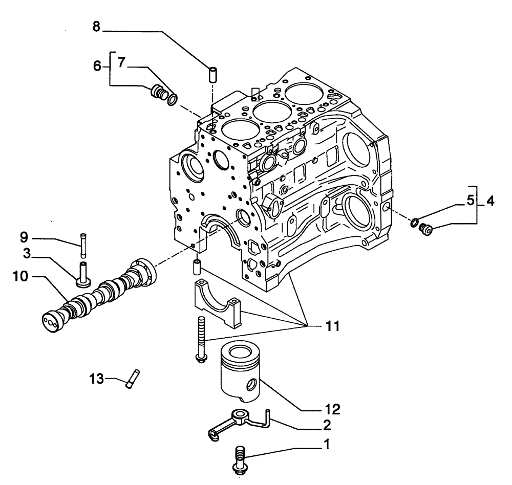 Схема запчастей Case 435 - (02-10) - CYLINDER BLOCK (02) - ENGINE