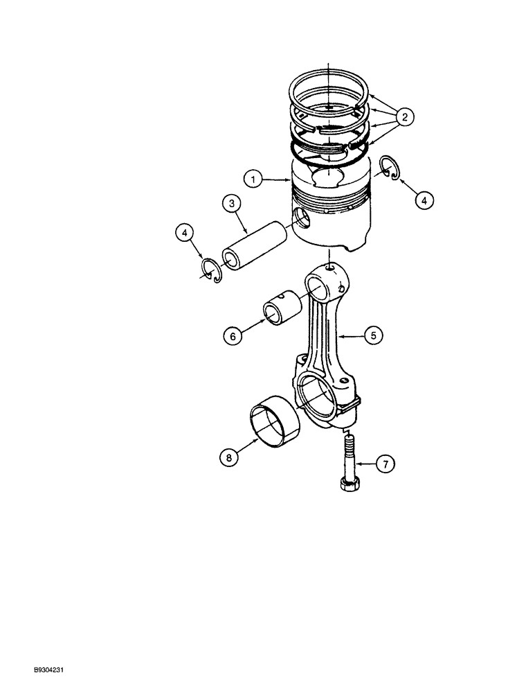 Схема запчастей Case MAXI-SNEAKER - (02-038) - PISTONS AND CONNECTING RODS, KUBOTA V1505 ENGINE, KUBOTA V1505-B ENGINE (02) - ENGINE