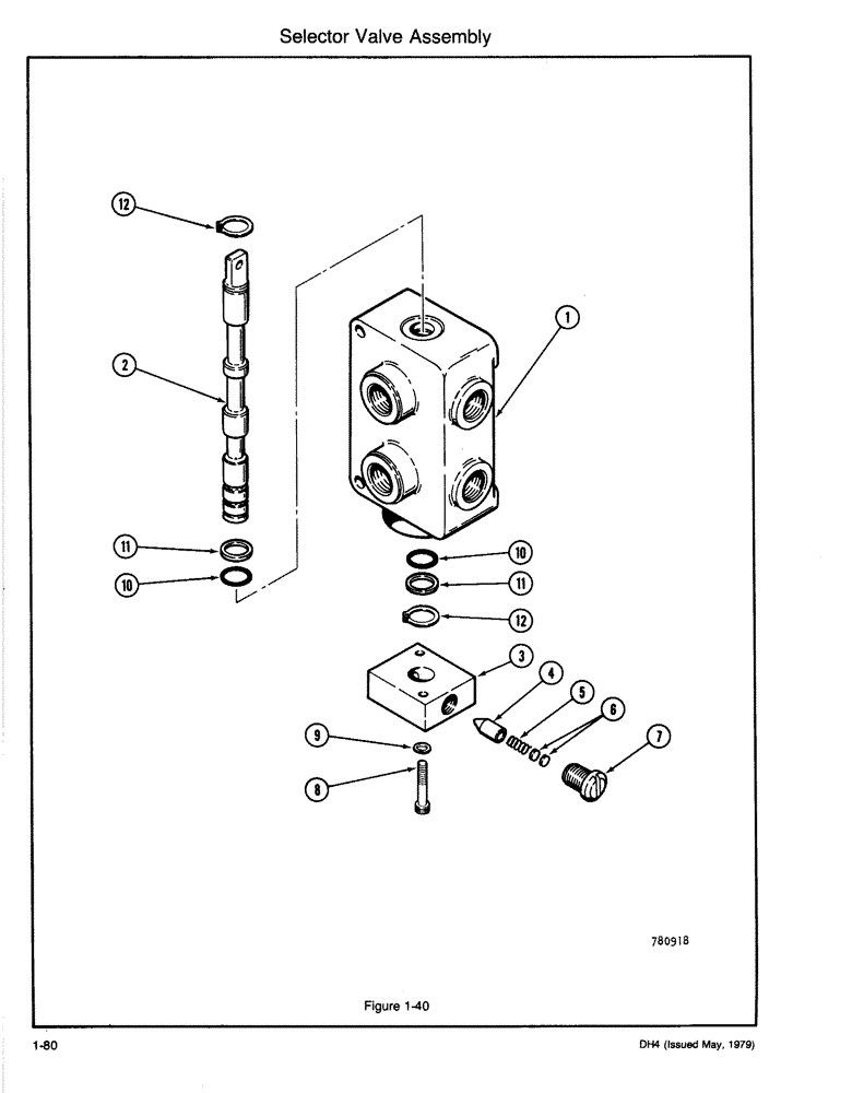 Схема запчастей Case DH4 - (1-80) - SELECTOR VALVE ASSEMBLY (35) - HYDRAULIC SYSTEMS