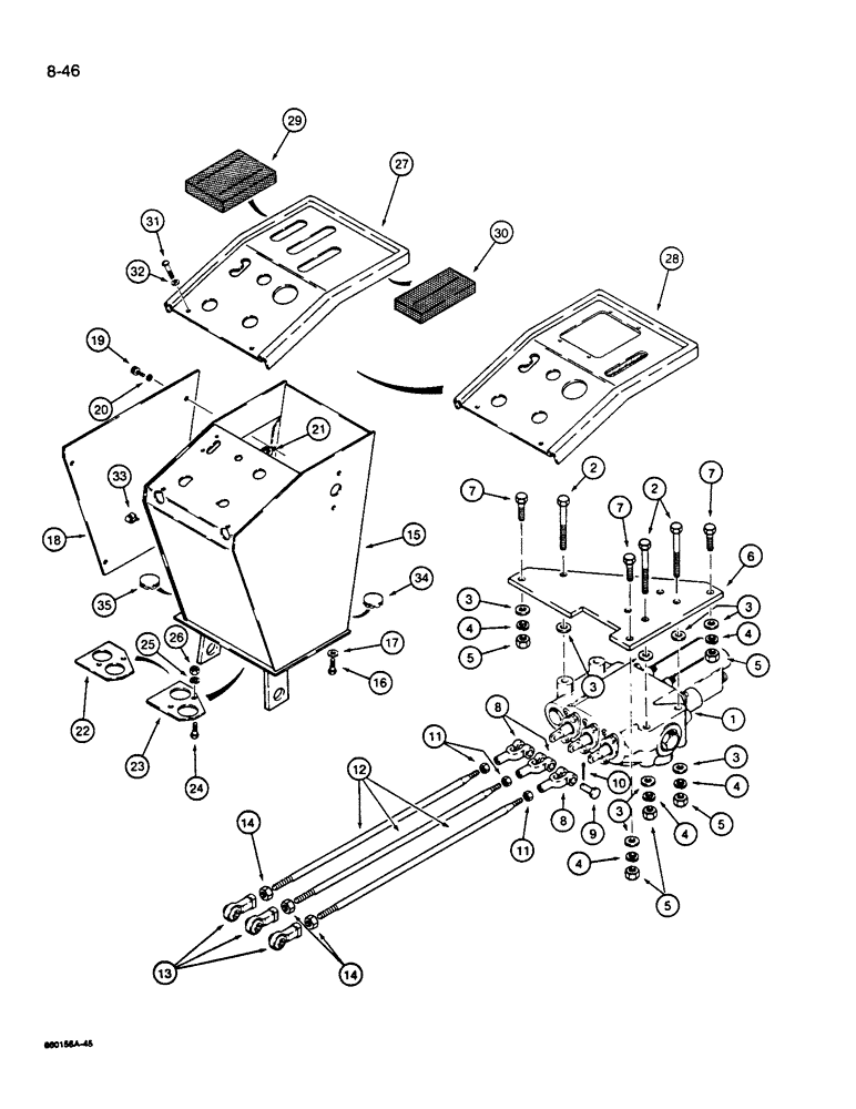 Схема запчастей Case W14B - (8-46) - LOADER CONTROL LINKAGE - VALVE TO TOWER (08) - HYDRAULICS