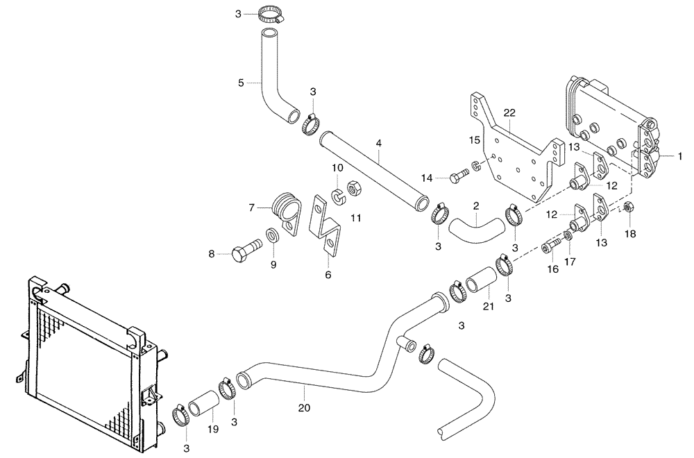 Схема запчастей Case 330 - (04A02010610[01]) - ENGINE COOLING SYSTEM - PIPING - RETARDER OPTION (87449904) (PIN HHD0000243 AND AFTER) (01) - ENGINE