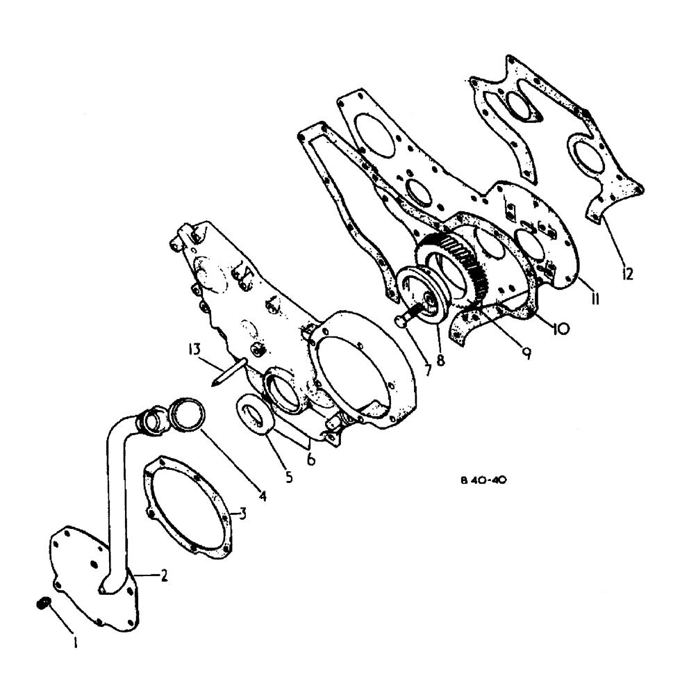 Схема запчастей Case 500 - (12-110) - FRONT COVERS PETROL ENGINE No Description