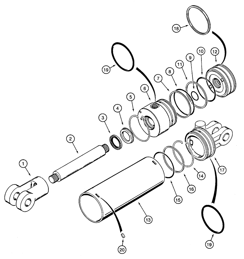 Схема запчастей Case 960 - (08-29) - CYLINDER ASSY BACKHOE STABILIZER (08) - HYDRAULICS