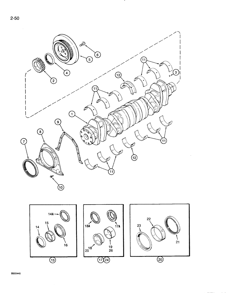 Схема запчастей Case 821 - (2-050) - CRANKSHAFT, 6T-830 ENGINE (02) - ENGINE