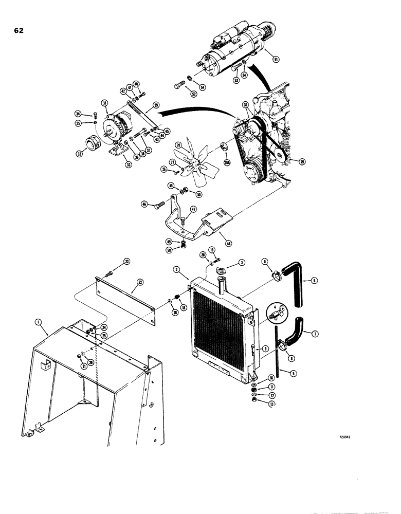 Схема запчастей Case W26B - (062) - ENGINE, RADIATOR AND RELATED PARTS, TRACTOR SN 9107521 AND AFTER (02) - ENGINE