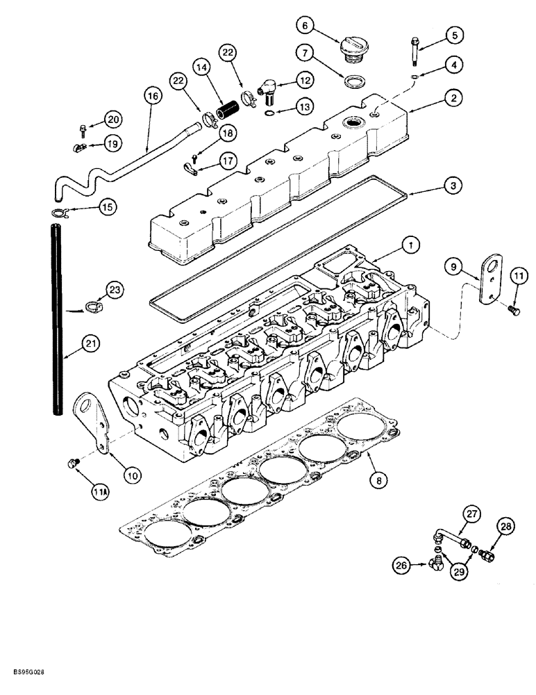 Схема запчастей Case 821B - (2-28) - CYLINDER HEAD COVER, 6T-830 ENGINE, PRIOR TO P.I.N. JEE0050601 (02) - ENGINE