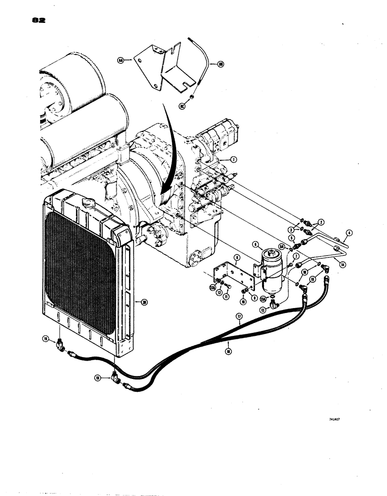 Схема запчастей Case W24B - (082) - TRANSMISSION HYDRAULIC SYSTEM (06) - POWER TRAIN