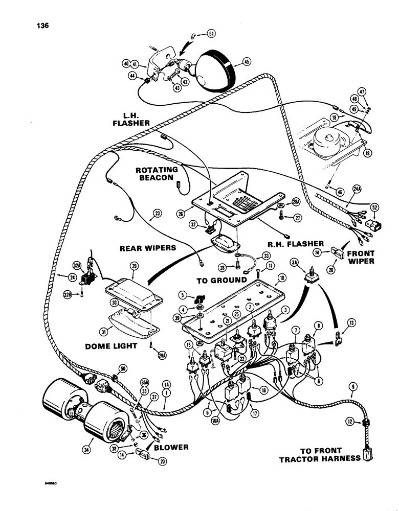 Схема запчастей Case W24C - (136) - ELECTRICAL SYSTEM, OPERATORS COMPARTMENT (04) - ELECTRICAL SYSTEMS