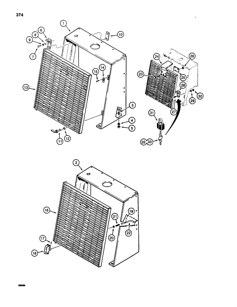 Схема запчастей Case W20B - (374) - GRILLE AND RADIATOR GUARD (09) - CHASSIS/ATTACHMENTS