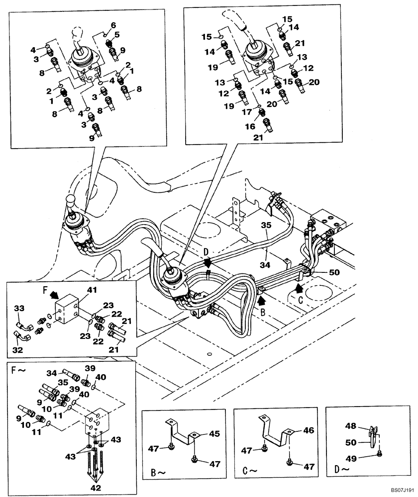 Схема запчастей Case CX130B - (08-16) - PILOT CONTROL LINES, ATTACHMENT - STANDARD (08) - HYDRAULICS