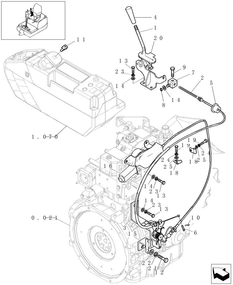 Схема запчастей Case CX31B - (0.004[01]) - CONTROL ASSY ENGINE (WITH DECEL) (10) - ENGINE