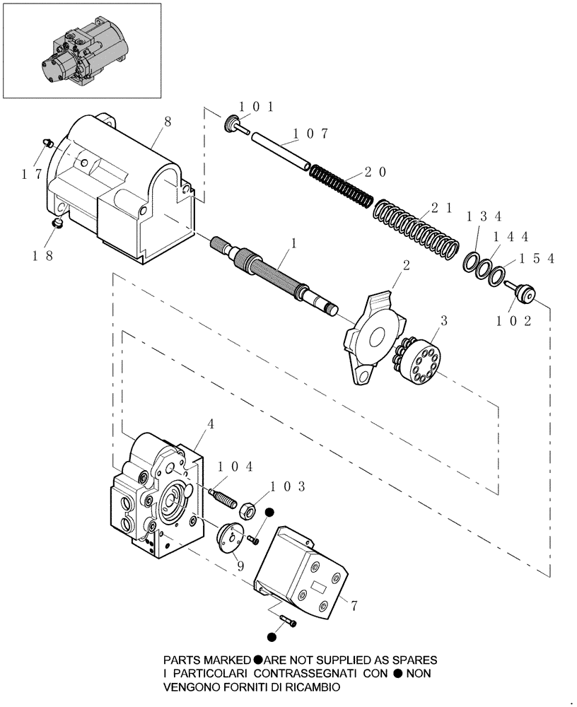 Схема запчастей Case CX27B - (1.030A[01]) - HYDRAULIC PUMP - COMPONENTS (01) - Section 1