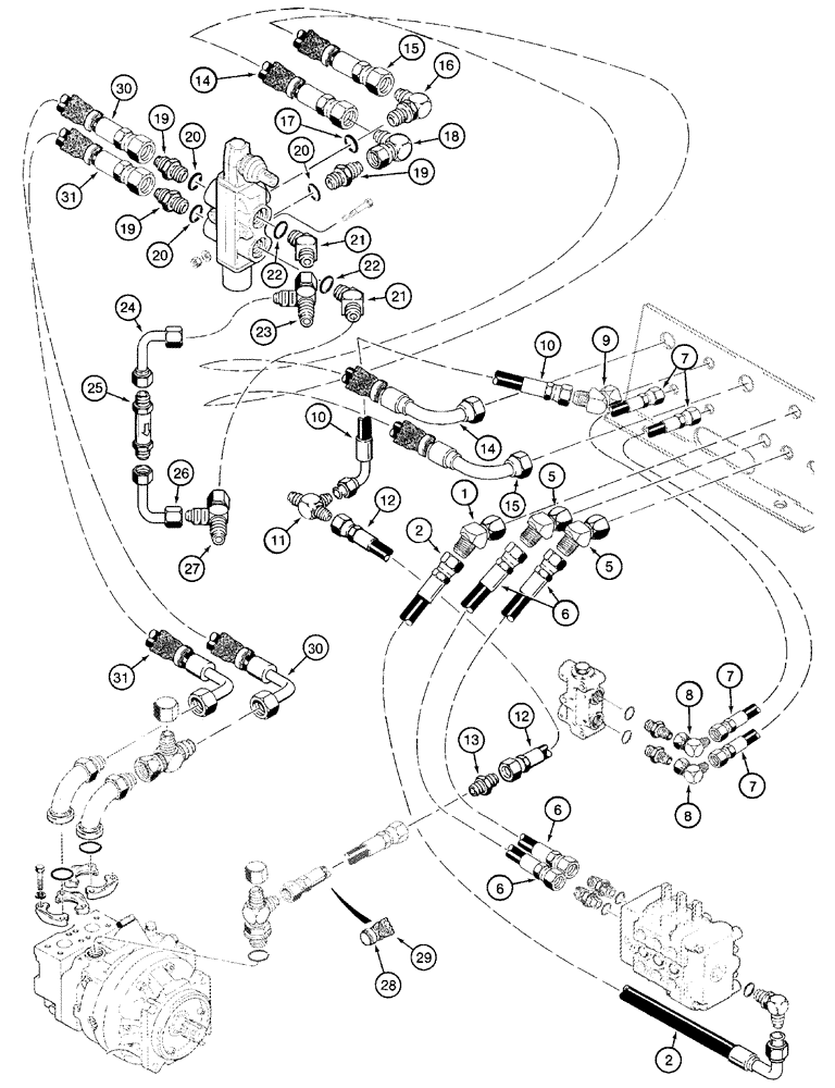 Схема запчастей Case 960 - (08-42) - HYDRAULICS QUAD, REVERSED (08) - HYDRAULICS