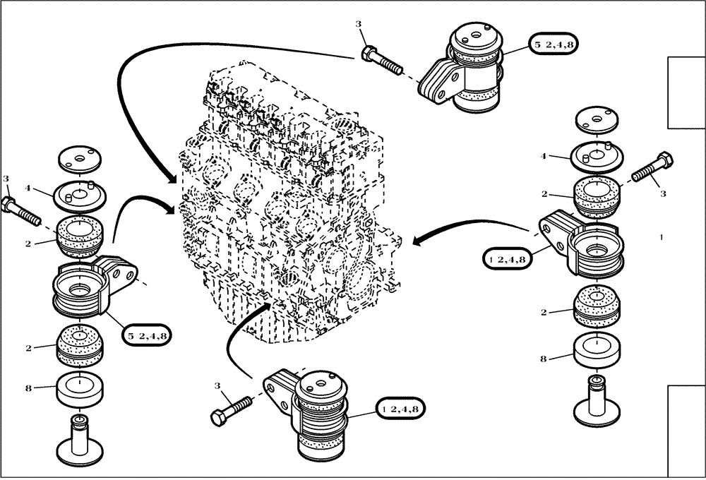 Схема запчастей Case 21E - (95.027[2192711001]) - ENGINE MOUNTING (10) - ENGINE