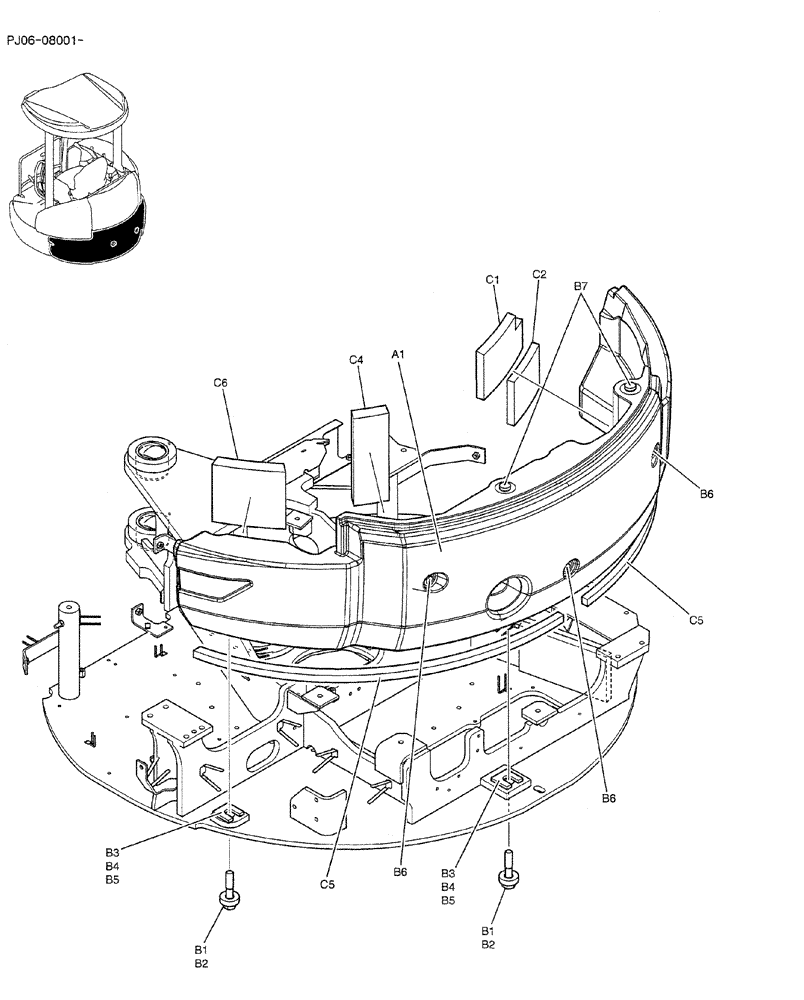 Схема запчастей Case CX50B - (01-004) - COUNTERWEIGHT ASSY (PY60C00014F1 & PY60C00012F1 & PY60C00013F1) (05) - SUPERSTRUCTURE