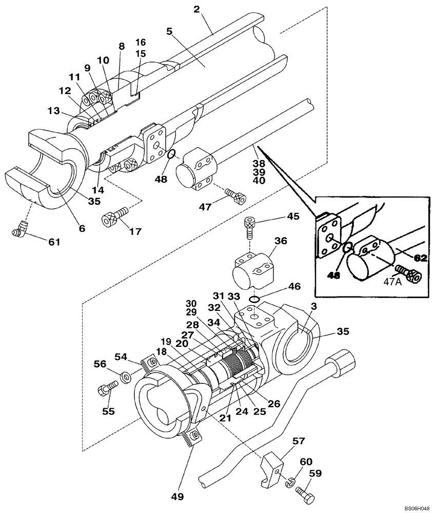 Схема запчастей Case CX210 - (08-48) - CYLINDER ASSY, ARM - MODELS WITHOUT LOAD HOLD (Nov 3 2009 8:16AM) (08) - HYDRAULICS