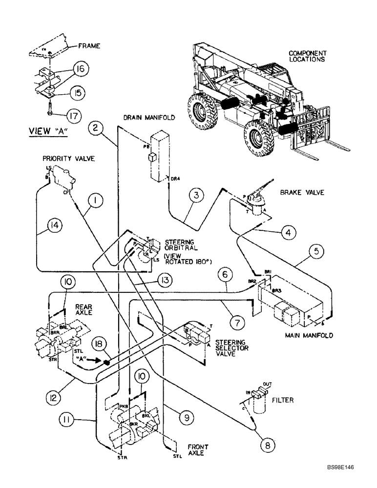 Схема запчастей Case 686G - (5-04) - STEERING & BRAKE VALVE HYDRAULICS (SERIES 1 & 2 686G BSN JFE0000706; SERIES 1 686GXR BSN JFE0001640) (05) - STEERING