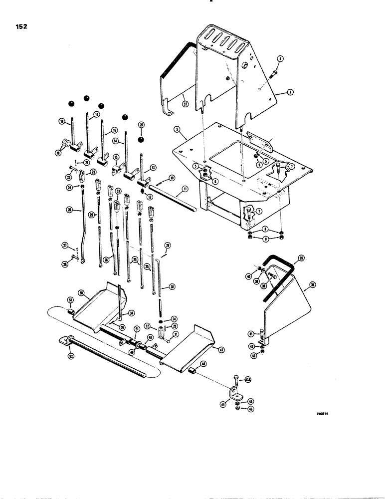 Схема запчастей Case 26C - (152) - CONTROLS WITH FOOT SWING FOR 450 CRAWLER, AND W14 LOADER 