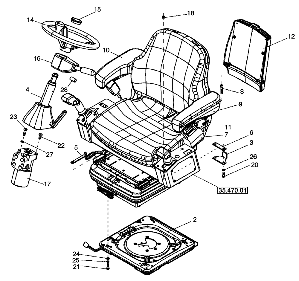 Схема запчастей Case DV210 - (41.204.01) - STEERING CONTROLS AND SEAT (GROUP 185-ND126037) (41) - STEERING