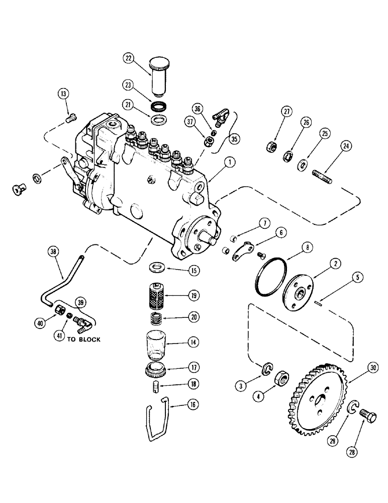 Схема запчастей Case 980 - (036) - FUEL INJECTION PUMP, (504BDT) DIESEL ENGINE, WITH LUBE TUBE ON OUTSIDE OF PUMP (02) - FUEL SYSTEM